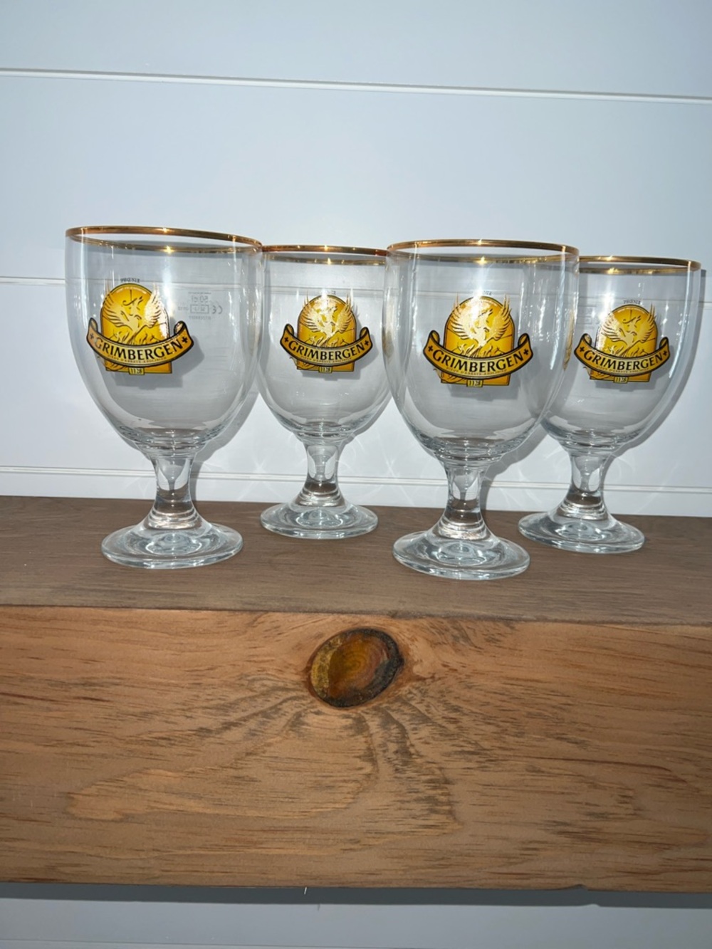 Phœnix Grimbergen Beer Goblet with Gold and Yellow Logo